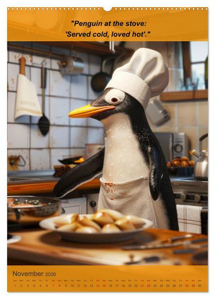 Produktbild: Cooking with animal humor (Wall Calendar 2026 DIN A2 portrait), CALVENDO 12 Month Wall Calendar
