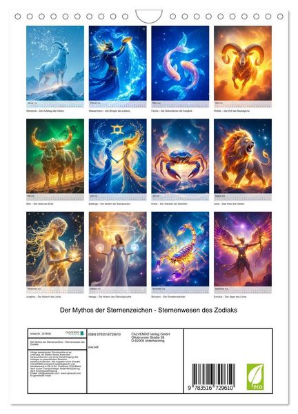 Produktbild: Der Mythos der Sternenzeichen - Sternenwesen des Zodiaks (Wandkalender 2026 DIN A4 hoch), CALVENDO Monatskalender