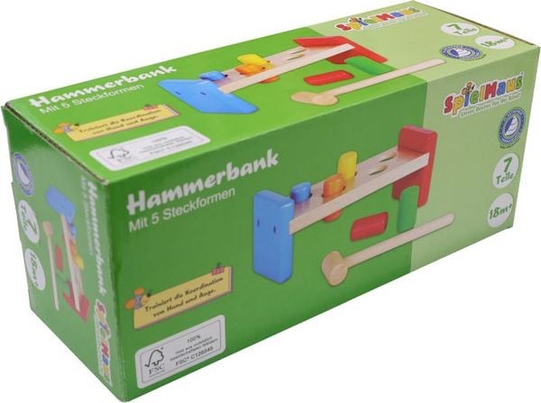 SpielMaus Holz Hammerbank, 7-teilig