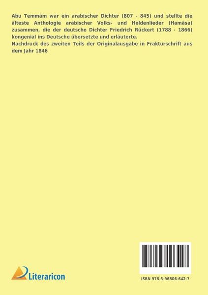 Produktbild: Ham&acirc;sa oder die &auml;ltesten arabischen Volkslieder