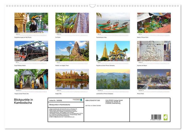 Produktbild: Blickpunkte in Kambodscha (Wandkalender 2026 DIN A2 quer), CALVENDO Monatskalender