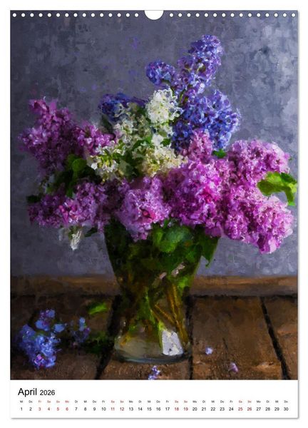 Produktbild: Bl&uuml;tenzauber - Gemalte Blumenstr&auml;u&szlig;e auf dem Tisch (Wandkalender 2026 DIN A3 hoch), CALVENDO Monatskalender