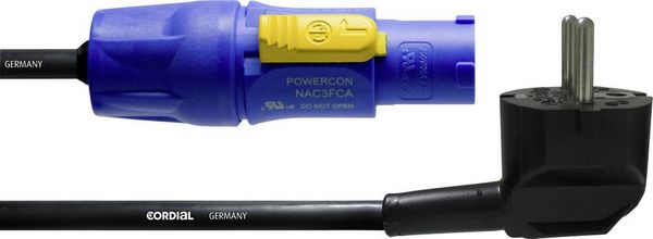 Produktbild: Cordial CFCA 1,5 SRC Strom Anschlusskabel [1x Schutzkontakt-Stecker - 1x PowerCon-Stecker] 1.5 m Blau