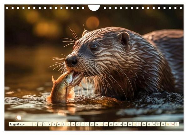 Produktbild: Fischotter - schlaue J&auml;ger (Wandkalender 2026 DIN A4 quer), CALVENDO Monatskalender