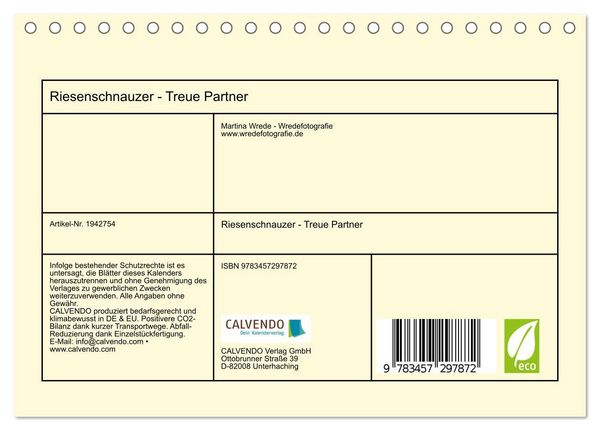 Produktbild: Riesenschnauzer - Treue Partner (Tischkalender 2026 DIN A5 quer), CALVENDO Monatskalender