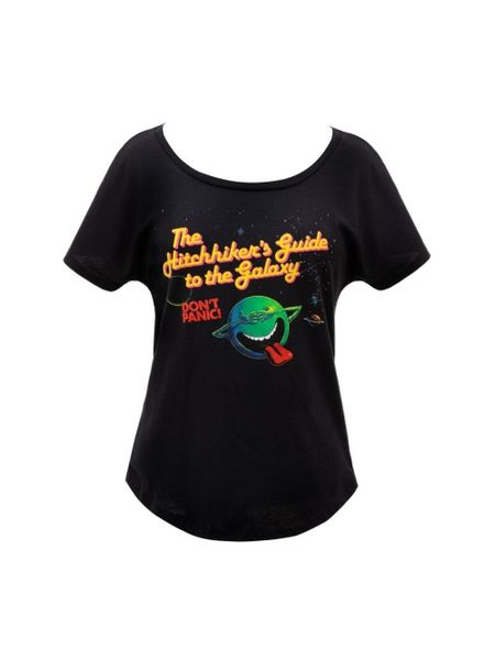 Produktbild: Hitchhiker's Guide to the Galaxy (Black) Women Relaxed Fit T-Shirt Large