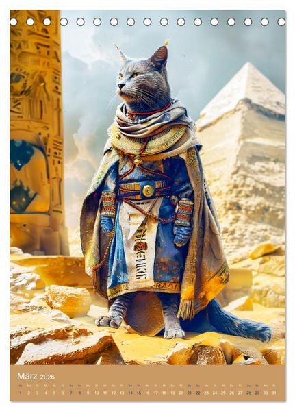 Produktbild: &Auml;gyptens Katzen - G&ouml;ttliche Eleganz im Stile der Pharaonen (Tischkalender 2026 DIN A5 hoch), CALVENDO Monatskalender