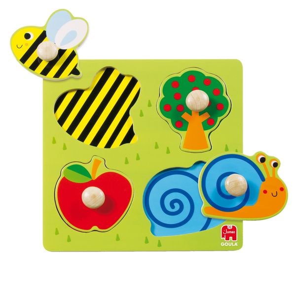 Holzpuzzle Biene, Apfelbaum und Schnecke