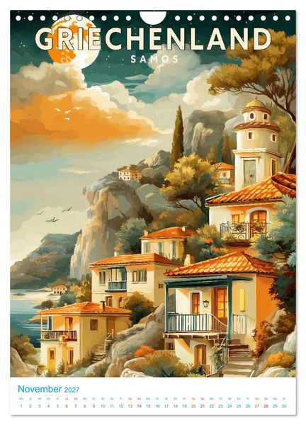 Produktbild: Griechenland - Old School Poster Style (Wandkalender 2027 DIN A4 hoch), CALVENDO Monatskalender