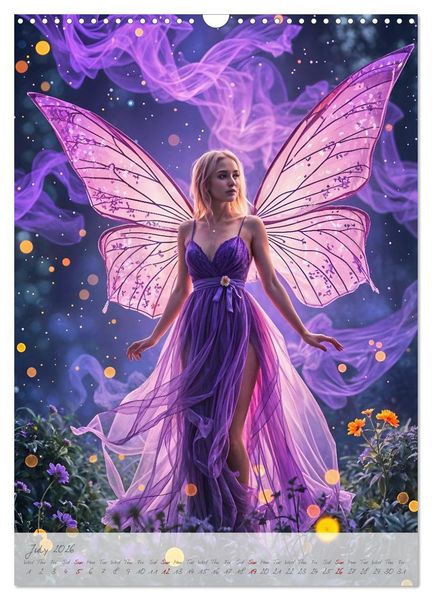 Produktbild: Heart of light, wings of colour - Emotion, colour and magic in the fairy kingdom (Wall Calendar 2026 DIN A3 portrait), CALVENDO 12 Month Wall Calendar