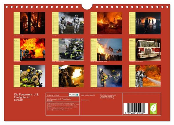 Produktbild: Die Feuerwehr. U.S. Firefighter im Einsatz (Wandkalender 2026 DIN A4 quer), CALVENDO Monatskalender