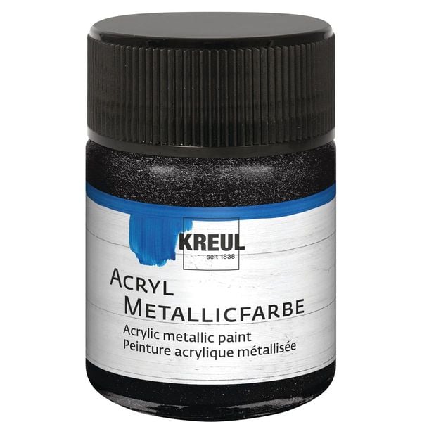 KREUL Acryl Metallicfarbe schwarz 50ml Glas