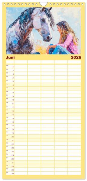 Produktbild: Familienplaner 2026 - Seelenverwandte. Frauen und Pferde. Die Magie der Verbundenheit mit 5 Spalten (Wandkalender, 21 x 45 cm) CALVENDO
