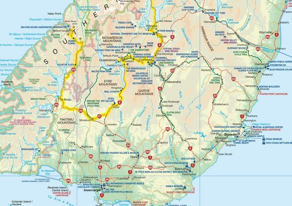 Produktbild: West Coast and Milford Sound Adventure Map