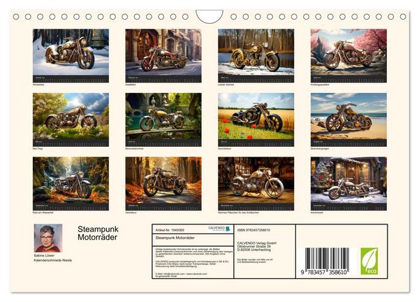 Produktbild: Steampunk Motorr&auml;der (Wandkalender 2026 DIN A4 quer), CALVENDO Monatskalender