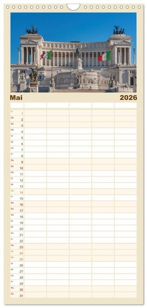 Produktbild: Familienplaner 2026 - Rom-Italien mit 5 Spalten (Wandkalender, 21 x 45 cm) CALVENDO