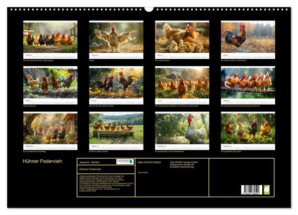 Produktbild: H&uuml;hner Federvieh (Wandkalender 2026 DIN A2 quer), CALVENDO Monatskalender