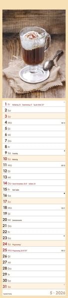 Produktbild: Küchenplaner Kaffee 2026 - Streifen-Kalender 11,3x49x5 cm - Kaffeekalender - mit leckeren Rezepten - Wandplaner - Küchenkalender - Alpha Edition