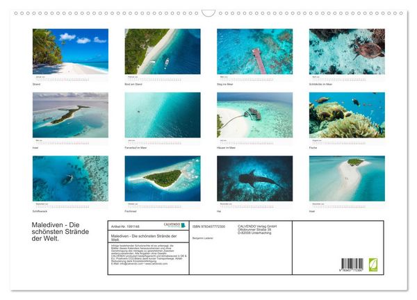 Produktbild: Malediven - Die sch&ouml;nsten Str&auml;nde der Welt. (Wandkalender 2026 DIN A2 quer), CALVENDO Monatskalender