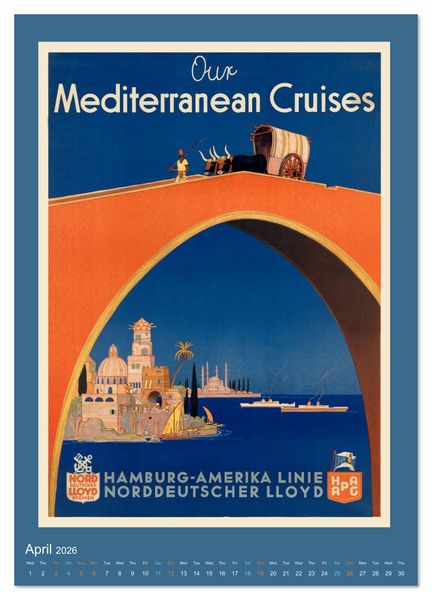 Produktbild: Vintage Travel Posters around the World (Wall Calendar 2026 DIN A4 portrait), CALVENDO 12 Month Wall Calendar
