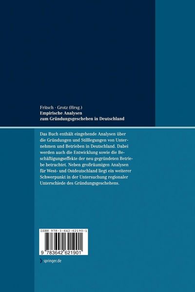 Produktbild: Empirische Analysen zum Gr&uuml;ndungsgeschehen in Deutschland