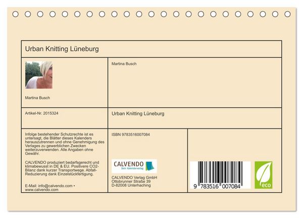 Produktbild: Urban Knitting L&uuml;neburg (Tischkalender 2026 DIN A5 quer), CALVENDO Monatskalender