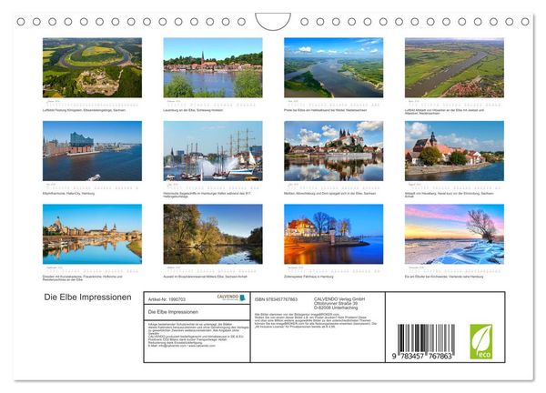 Produktbild: Die Elbe Impressionen (Wandkalender 2026 DIN A4 quer), CALVENDO Monatskalender