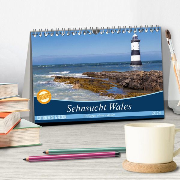 Produktbild: Sehnsucht Wales - Collagen eines Landes (Tischkalender 2026 DIN A5 quer), CALVENDO Monatskalender