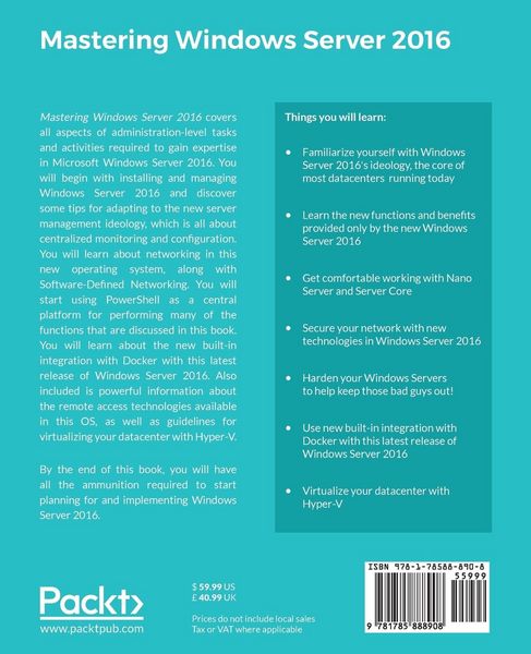Produktbild: Mastering Windows Server 2016