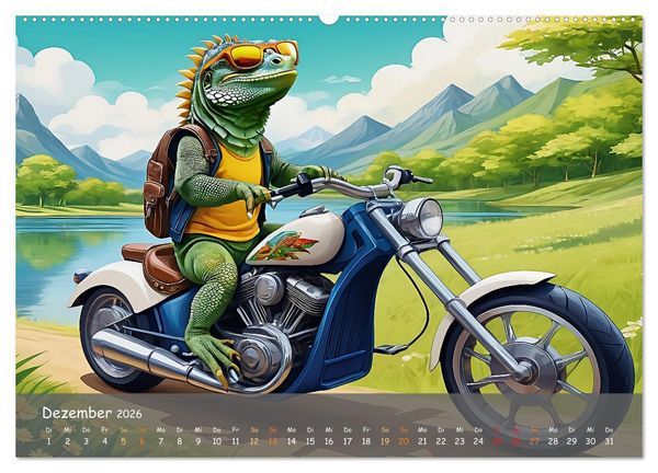 Produktbild: Tierische Motorradfahrer (Wandkalender 2026 DIN A2 quer), CALVENDO Monatskalender