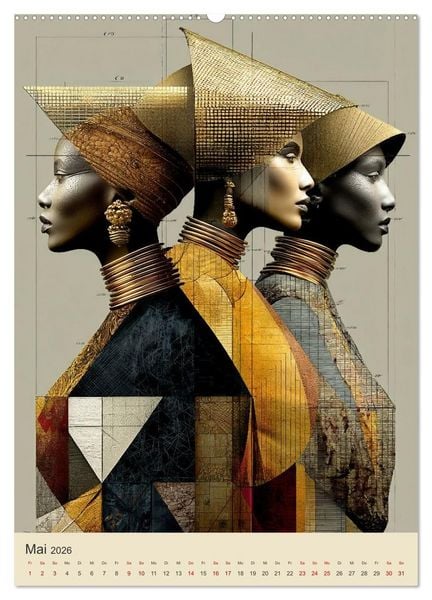 Produktbild: Afrikanische Anmut in Geometrie (Wandkalender 2026 DIN A2 hoch), CALVENDO Monatskalender