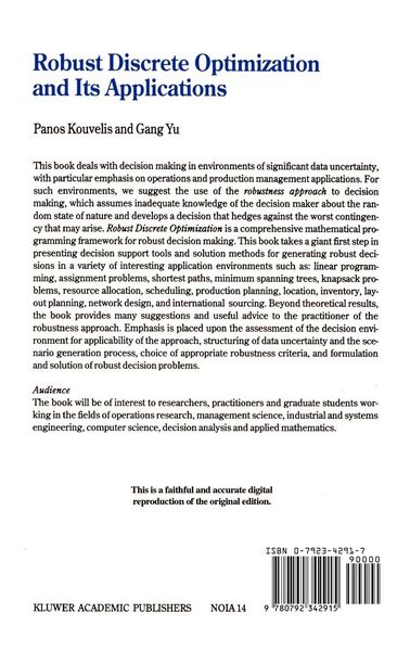 Produktbild: Robust Discrete Optimization and Its Applications