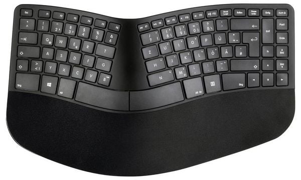 Produktbild: Matias FK413PCD-DE Sculpted Ergonomic Rechargeable Keyboard Kabellos Tastatur Deutsch, QWERTZ Schwarz Ergonomisch