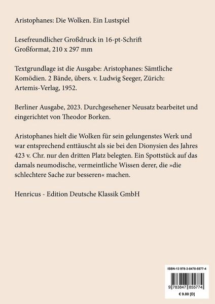 Produktbild: Die Wolken (Gro&szlig;druck)
