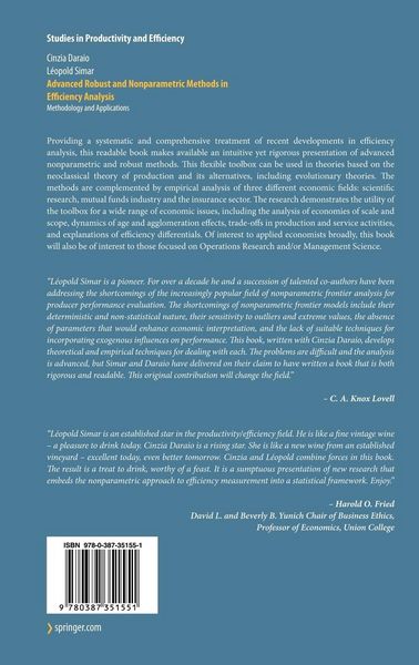 Produktbild: Advanced Robust and Nonparametric Methods in Efficiency Analysis