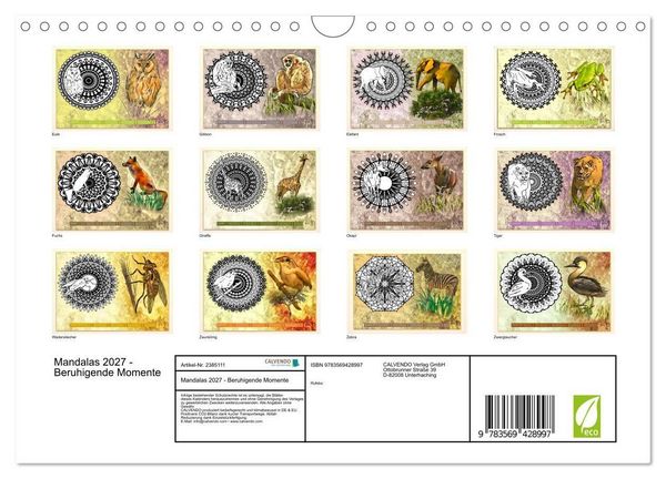 Produktbild: Mandalas 2027 - Beruhigende Momente (Wandkalender 2027 DIN A4 quer), CALVENDO Monatskalender
