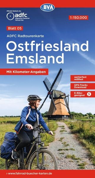 Produktbild: BVA ADFC Radtourenkarte Ostfriesland / Emsland 1:150.000