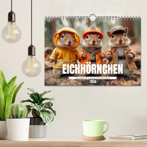 Produktbild: Eichh&ouml;rnchen - Die lustigen Tiere und ihre Berufe im Wald (Wandkalender 2026 DIN A4 quer), CALVENDO Monatskalender