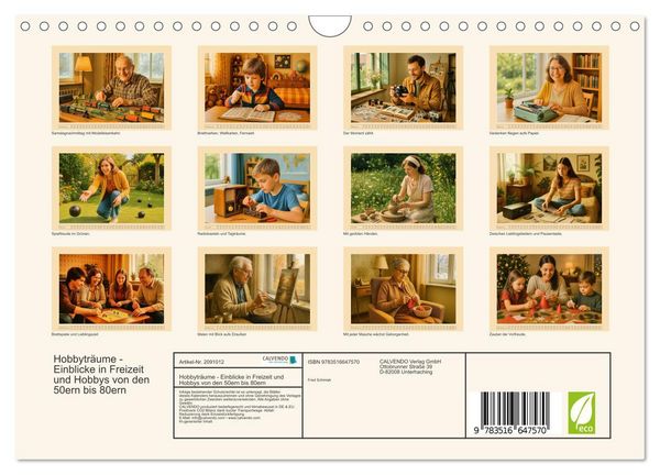 Produktbild: Hobbytr&auml;ume - Einblicke in Freizeit und Hobbys von den 50ern bis 80ern (Wandkalender 2026 DIN A4 quer), CALVENDO Monatskalender
