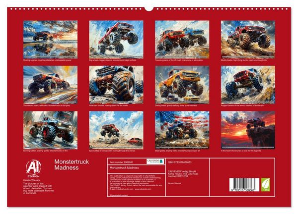 Produktbild: Monstertruck Madness (High Quality Premium Wall Calendar 2026 DIN A2 landscape),CALVENDO 12 Month Wall Calendar