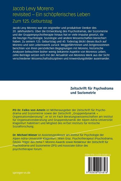 Produktbild: Jacob Levy Moreno revisited - Ein sch&ouml;pferisches Leben