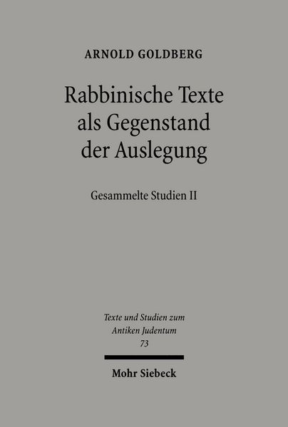 Produktbild: Rabbinische Texte als Gegenstand der Auslegung
