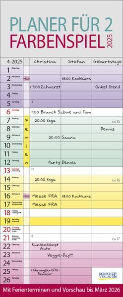 Farbenspiel - Planer für 2 2025