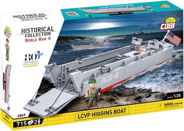 COBI Historical Collection 4849 - LCVP Higgins Boat, WWII, D-Day-Jubiläumsset, 1:35 Bausatz, 715 Teile/2Figuren