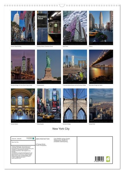 Produktbild: New York City (Wandkalender 2026 DIN A2 hoch), CALVENDO Monatskalender