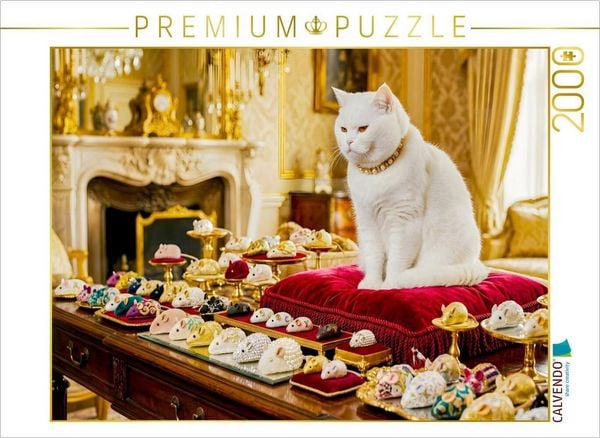 CALVENDO Puzzle Prunksaal Katze mit edler Sammlung luxuriöser Mäusespielzeuge | 2000 Teile Lege-Größe 90 × 67 cm Foto-Puzzle für glückliche Stunden