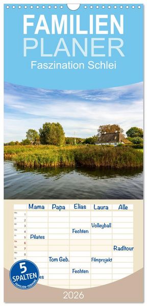 Produktbild: Familienplaner 2026 - Faszination Schlei mit 5 Spalten (Wandkalender, 21 x 45 cm) CALVENDO