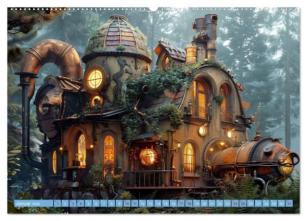 Produktbild: Steampunk Domizile (hochwertiger Premium Wandkalender 2026 DIN A2 quer), Kunstdruck in Hochglanz