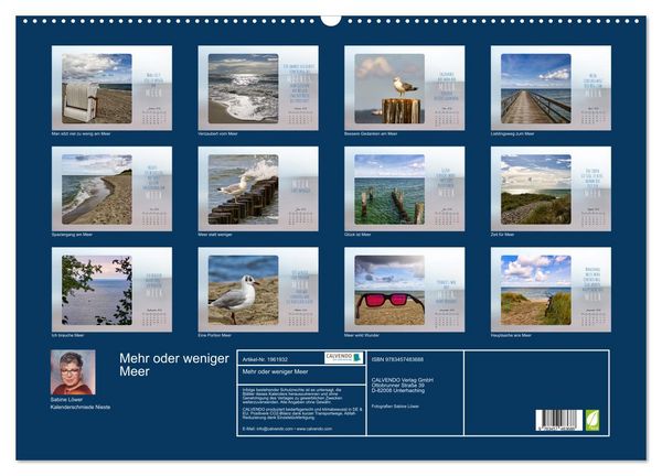 Produktbild: Mehr oder weniger Meer (Wandkalender 2026 DIN A2 quer), CALVENDO Monatskalender