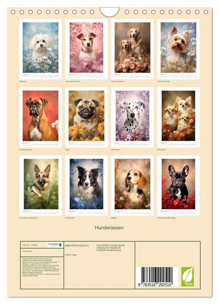 Produktbild: Hunderassen (Wandkalender 2026 DIN A4 hoch), CALVENDO Monatskalender